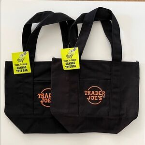 Trader Joe's Halloween Mini Canvas Tote Bag (Black) - Set of 2